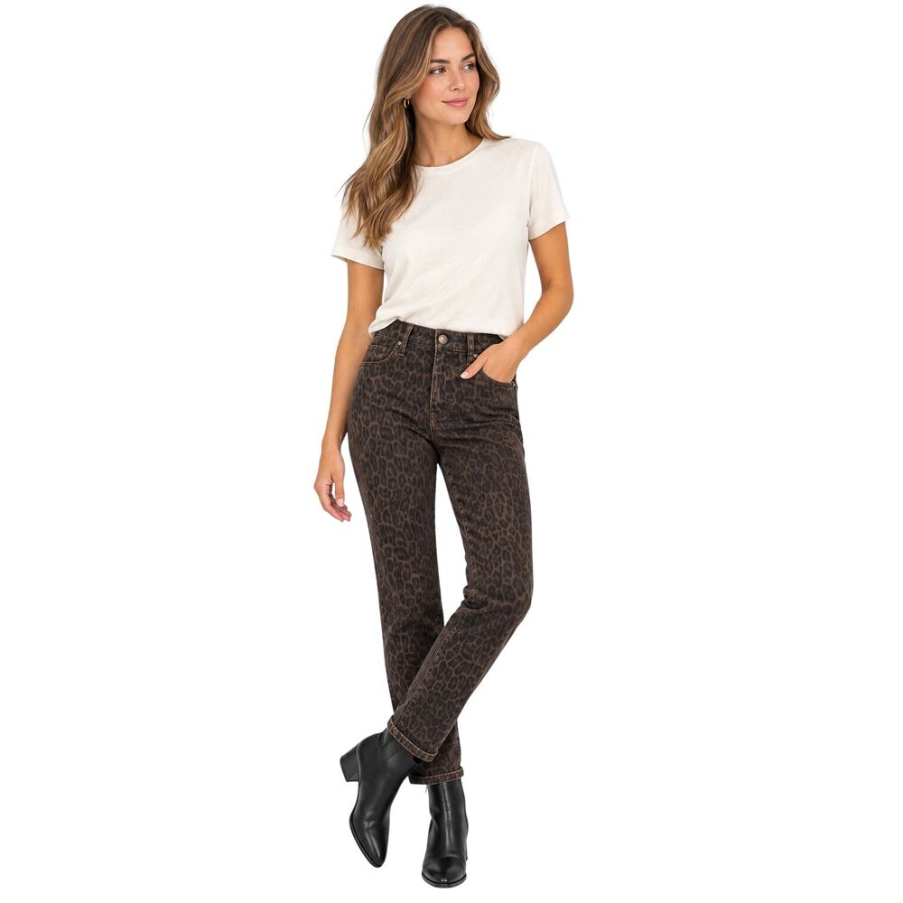 Wit & Wisdom Jeans Ab Solution Leopard Print Straight Leg Pants